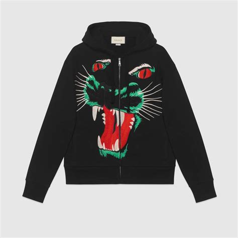 gucci panther face cotton hoodie|gucci laid back hoodie.